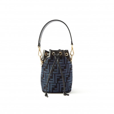 FENDI MON TRESOR MINI LOGO-TAPESTRY BUCKET BAG  (18*12*10cm)